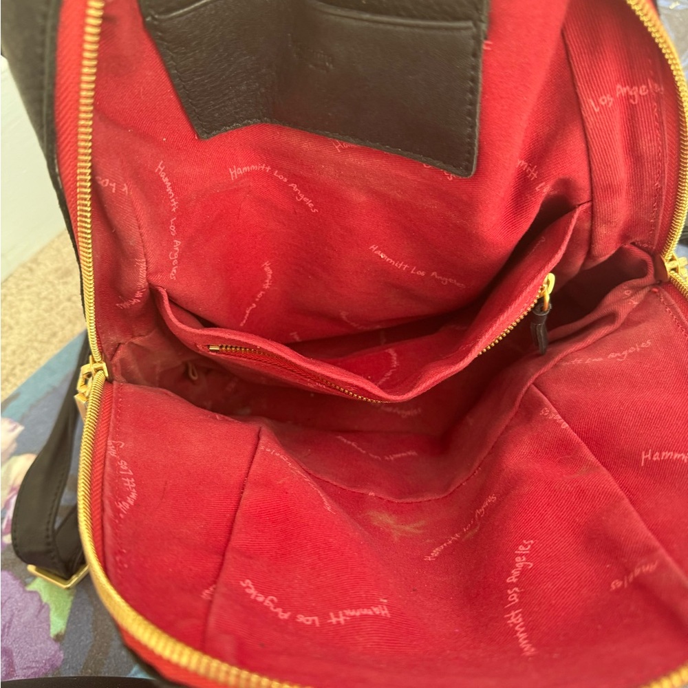 Hammitt Black Leather Backpack with Gold Accents- - Picture 5 of 6
